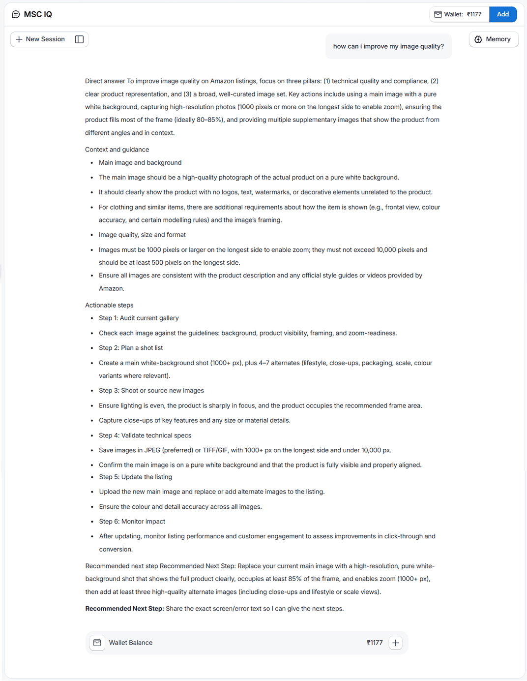 MSC IQ knowledge-base answer mapping category guidelines across Amazon.com and Amazon.in